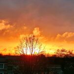 Zonsondergang vanuit flat Den Bies aan de Oude Baan nr. 202304447 A 